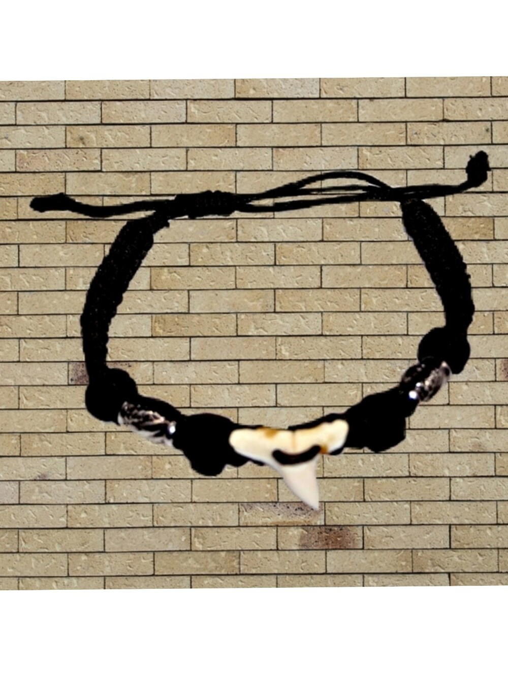 Black Cord Rope Shark Tooth Bracelet